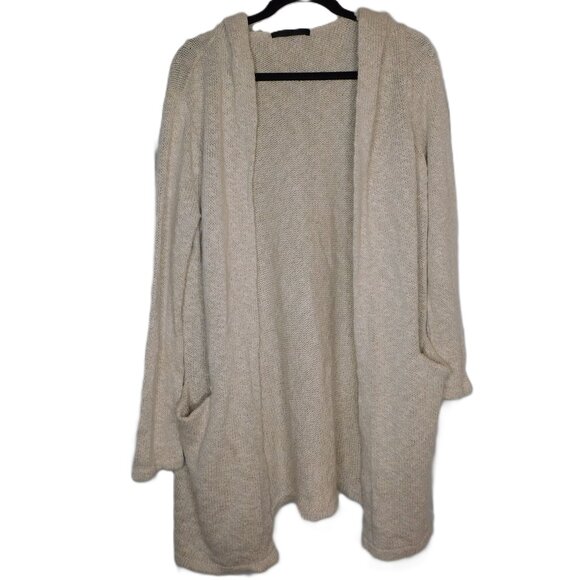 Jenni Kayne Oatmeal Cotton Linen Long Hooded Open Cardigan | VGUC | Small - Picture 10 of 10